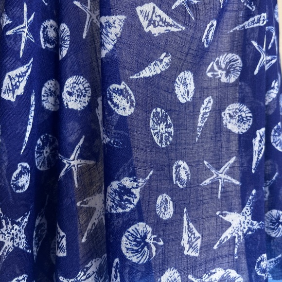 Tommy Bahama Blue Shell Scarf Treasure Beach THW71831 Sarong Cover-Up Coastal - Picture 9 of 13